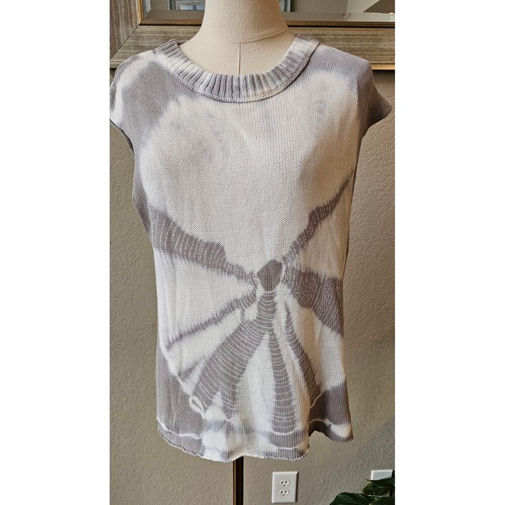 Mododoc Cottage Knit Tie Dye Pullover Sweater Women Size M Gray Relaxed Fit Cozy